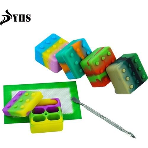 26ml Silicone Oil Storage Container 4+1 Non Stick wax Jar with Split + 1 Non Slip Wax Mat Pad + 1 Stainless Steel Carving Tool