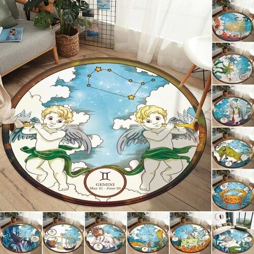 Durable Carpet Floor Mat Home Bedroom Living Room Decoration Rug 12 Constellation Rectangle Round Flannel Anti-slip Carpet