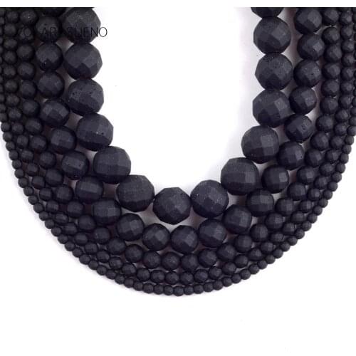 2/3/4/6/8/10/12mm Natural Black Hematite Stone Matte Rubber Faceted Round Beads For Jewelry Making Diy Bracelet Necklace 15