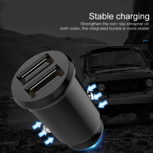 Mini Car Dual USB Phone Charger 3.1A/4.8A Fast Charger Adapter For Mobile Phone Tablet GPS 12V 24V Universal Car Charger Small
