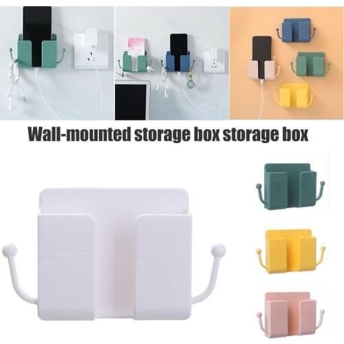 Multifunction Holder Stand Wall Mounted Organizer Storage Box Remote Control Mobile Phone Plug Wall Holder Charging Shelf Home