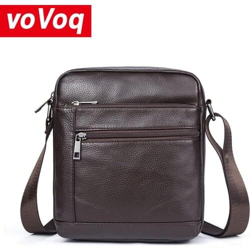 New Genuine Cow Leather Crossbody Bags Men Business Messenger Bag Zipper Design Solid Mens Cross Body Black Shoulder Bag for Man