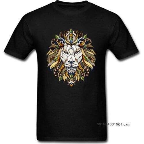 Mens T Shirts Lion Animal Poker Printed On T-shirts For Men Pure Cotton Summer Autumn Tops Group Tshirts Short Sleeve Streetwear