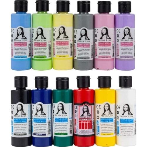 Monalisa Acrylic Paint 12x70 ml Bottles Pastel and Vibrant Color Fabric Stone Wooden Metal Furniture Paint