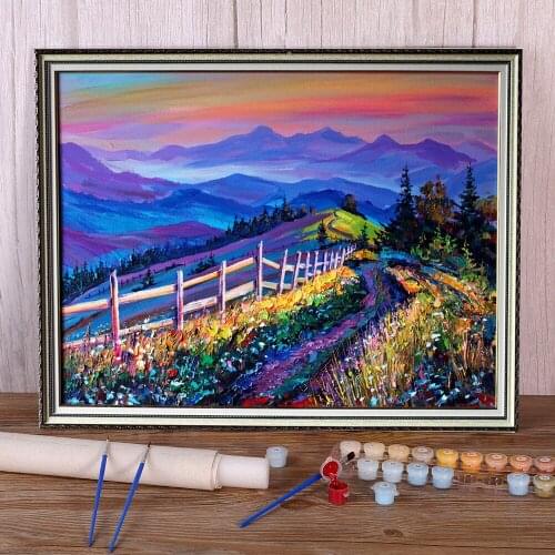 Landscape Calm DIY Painting By Numbers Set Acrylic Paints 40*50 Paiting By Numbers Wall Paintings For Kids Handicraft