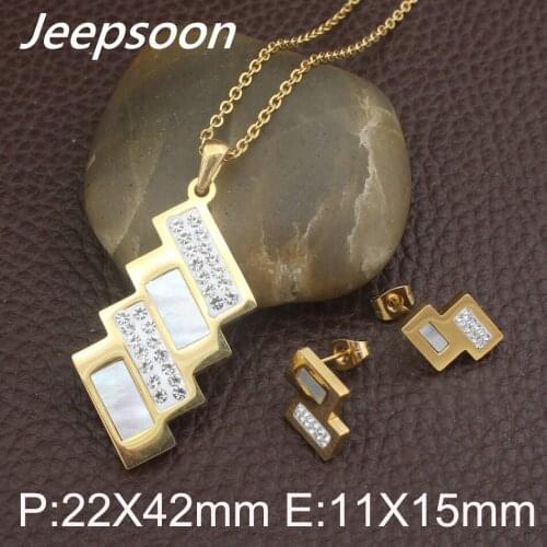 Gold color New Styles Stainless steel jewelry pendants and Earrings Set For Women SEWFAXCB