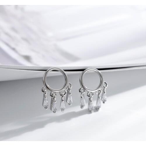 New Bohemian Retro Earrings Simple Girl Tassel Dream Catcher Silver Plated Zircon Earrings Charm Girl Daily Wear Jewelry