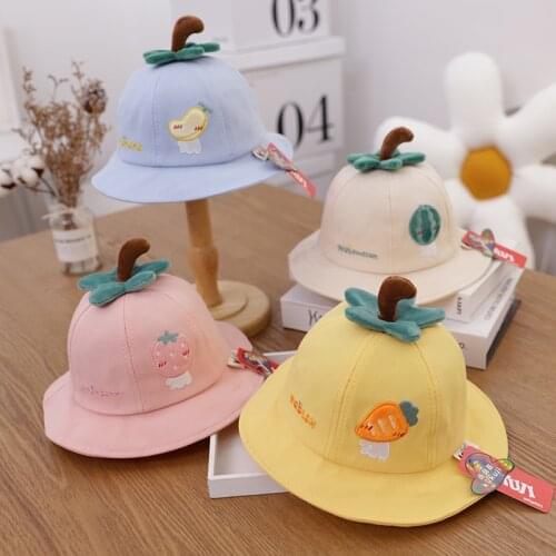 Summer Cute Fruit Embroidery Baby Girl Bucket Hats Kids Boy Sunscreen Panama Caps Toddler Infant Outdoor Fisherman Hat Beach Cap