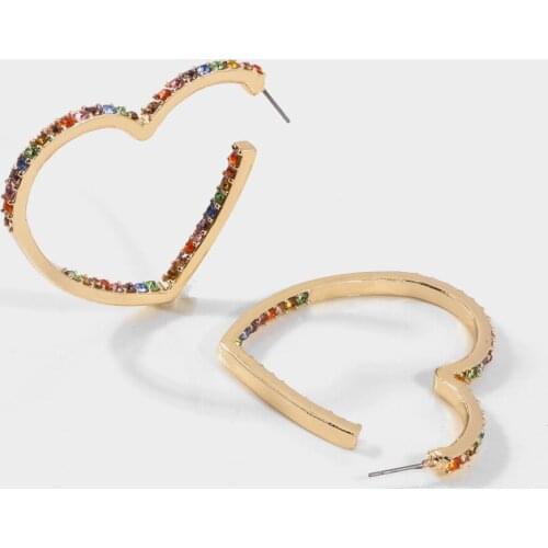 Popular Jewelry Heart-Shaped Zircon Colorful Womens Earrings Jewelry Girlfriend Dance Gift Korean Style Earring for Women