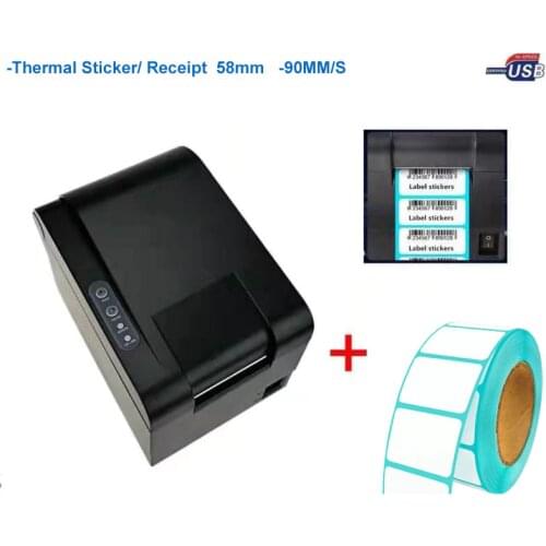New arrive high quality barcode printer sticker printer Qr code the non-drying label printer can print paper width 20-58mm