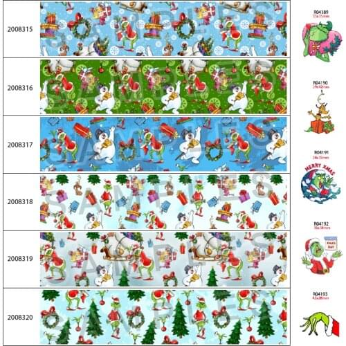 Christmas Cartoon Character Pattern 10Yards 25mm/38mm/50mm/75mm Grosgrain/Satin Ribbon,30pcs/lot Planar Resins 200831 200832
