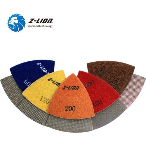 Z-LION 80MM Triangular Polishing Sanding Pad 5pcs Renovator Multi Tool Electroplated Diamond Pads Accessory For Renovator Dremel