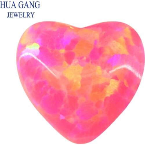 OP43 Heart Shape Opal Loose Stones Round Shape Base Cabochon Created Opal Beads Semi-Precious Stones For Jewelry Making 3mm-15mm