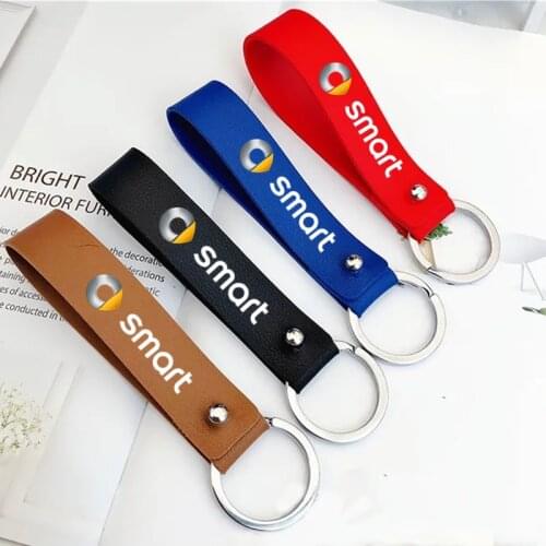 Car key bag anti-lost rope Waist buckle pendant key chain Leather wrist strap with key strap For Smart 451 453 Fortwo Forfour