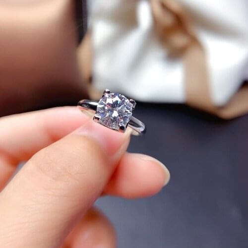 Inbeaut Solid 925 Silver Round Excellent Cut Pass D Color Diamond Test 1 ct Moissanite Cow Head Engagement Ring Women Jewelry