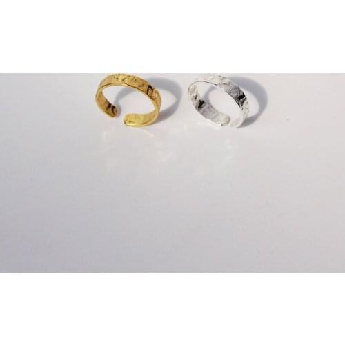 GSOLD Fashion Vintage Hammered Bump Texture Ring Simple Metal Temperament Opening Adjustable Ring Women Party Jewelry Gifts