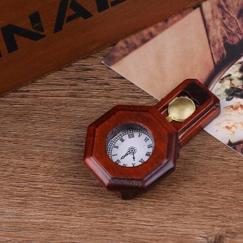 1Pc Dollhouse Wood Vintage Red Clock 1/12 Scale Dollhouse Miniature Toy Pretend Play Furniture Toy Baby Kids Diy Toys