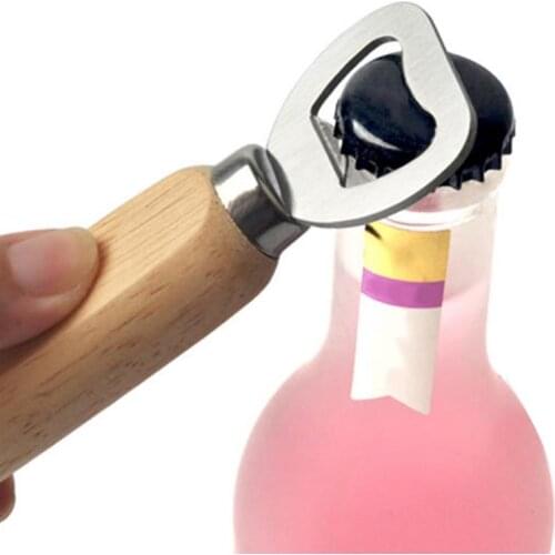 1PCS Metal Bottle Opener Wooden Handle Beer Cap Opener Beer Bottle Opener Beverage Beer Bottle Opener Kitchen Bar Tools