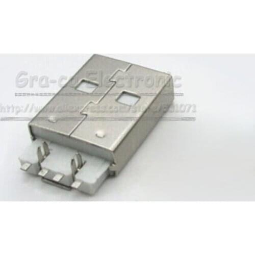 100pcs/lot USB mlae plug AM 180 degree SMT 4 PIN Harpoon Male Plug