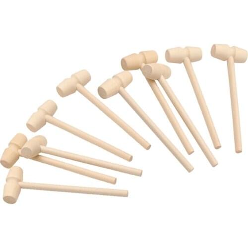 10x Wooden Hammer Unpainted Hit Kids Toddler Educational Toys Children Baby