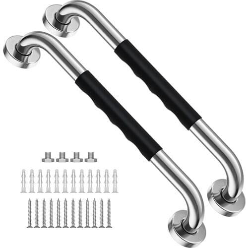 2 Pack 16 Inch Stainless Steel Shower Grab Bar W/Anti Slip Rubber Grip, Bath Grab Bar,Wall Mount Safety Handrail Support