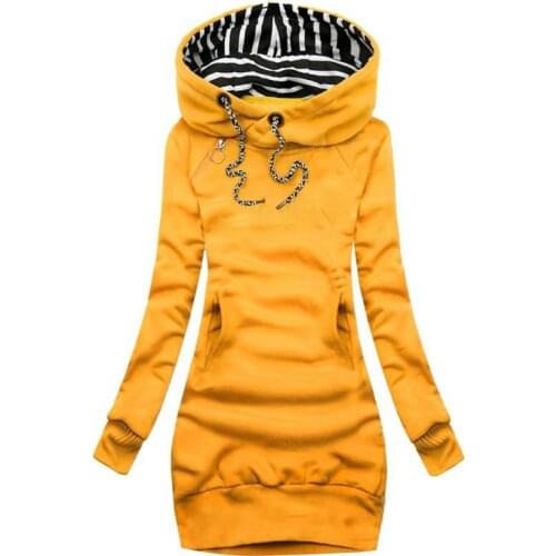 2021 Fashion Womens Sweatshirts Autumn Ladies Casual Slim Long Dress Oversize Sweatshirt Long Sleeve Dress Hooded for Female