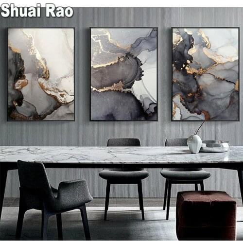 3 Piece Grey Abstract Golden Luxury Diamond embroidery Diamond Painting Mosaic Triptych 5d Picture Landscape Art home Gift