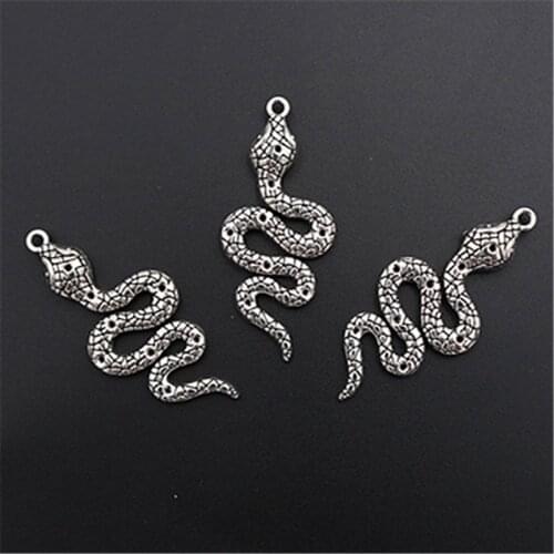 4pcs Silver Plated Snake Pendants Fashion Necklace Keychain DIY Metal Jewelry Handmade Accessories A149