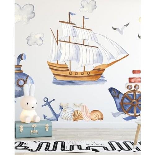 50x100 CM Sailor Wall Adhesive Model Pvc Foil Home Decor Accessories Self-Adhesive Wallpaper Baby Kids Nursery trend