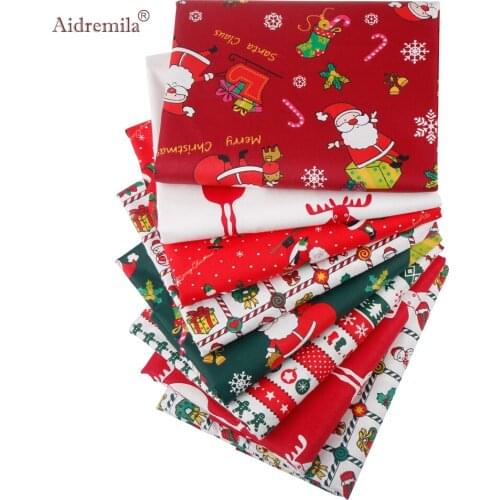 8pcs/Bag,Christmas Cartoon Series,Cotton Printed Twill Fabric Patchwork knitted Cloth DIY Sewing Quilting Baby&Children Material