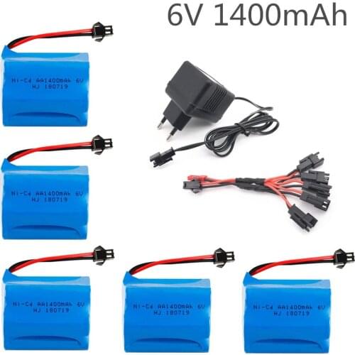 6v 1400mah Ni-CD Battery with Charger For Rc toys Trains Robots Boats Cars Tanks Guns tools AA 700mah 6v Rechargeable Battery