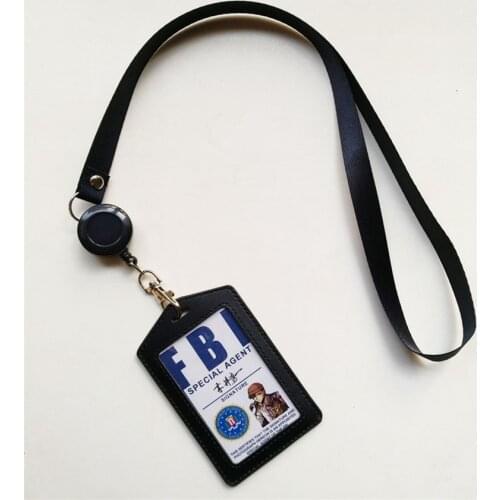 Anime Detective Conan Akai Shuuichi Rye Cosplay FBI Documents Leather Case Holder ID Cards Holder Lanyard Card Bag Custom Made