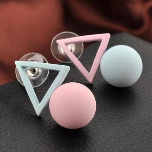 Asymmetry Fashion 1 Pair Triangle Different Candy Color Womens Earrings Korean Style Earrings Jewelry Crystal Earrings Brincos