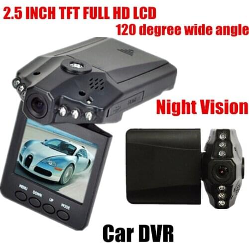 Free Shipping HD198 6 LED Car DVR auto vehicle camera digital video recorder with Night Vision 2.5 inch TFT Colorful Screen