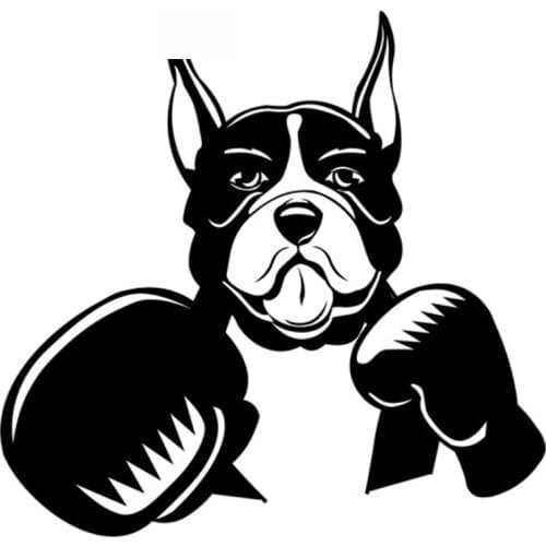 Boxing Dog Cartoon Animal High Quality Car Sticker Personality Pvc Car Window Waterproof Decal Black/white, 17cm*16cm