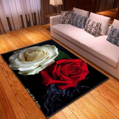 European Valentines Day Large Carpets For Living Room Bedroom Area Rugs 3D Printing Rose Carpet Flowers Home Floor Mats Pattern