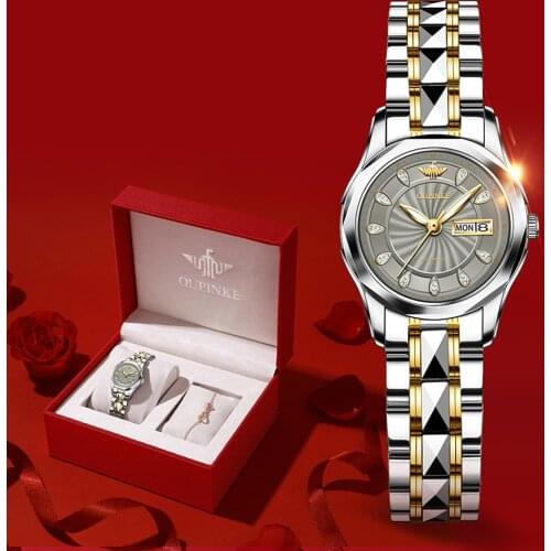 2020 OUPINKE Sword-Shaped Pointer Automatic Mechanical Watch Luxury Tungsten Steel 50m Waterproof Business Watch Women Watches