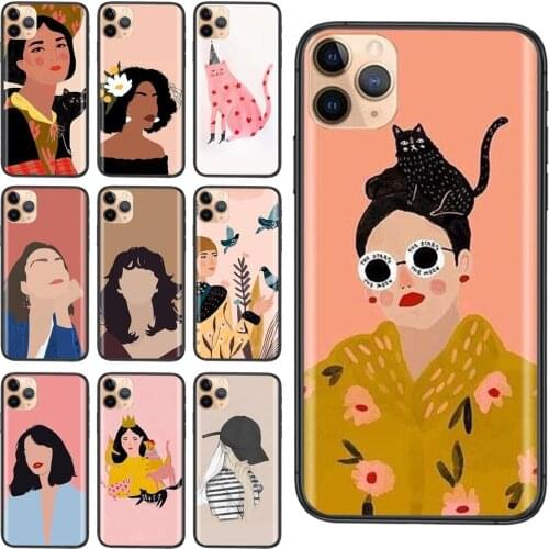 Black Girl Painted Cheap For Galaxy Note 20 10 9 8 Lite Pro Ultra M51 M31 M30S A10 A10S A8 A7 A5 J6 J8 2018 Accessories Pouches