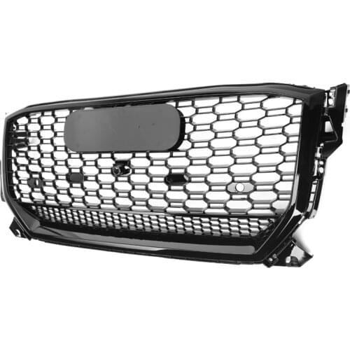 For RSQ2 Style Front Sport Hex Mesh Honeycomb Hood Grill Gloss Black for Audi Q2/SQ2 2017 2018 2019