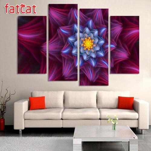 FATCAT Crystal flower abstract mandala 4 Piece Diy Diamond Painting Full Square Round Drill Diamond Embroidery Needlework AE1514