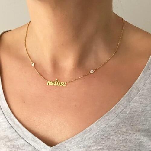 Customized fashion trend stainless steel name with diamond necklace personalized pendant holiday girlfriend gift jewelry