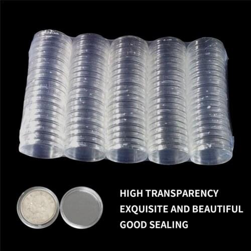 100pcs/set 40mm Commemorative Coin Collection Protection Box Coin Transparent Small Round Box Bit-coin Collection Storage Box