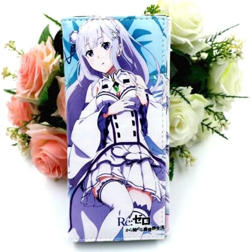 Anime Re: Zero kara Hajimeru Isekai Seikatsu PU Leather Wallet Rem and Ram Card Holder Purse