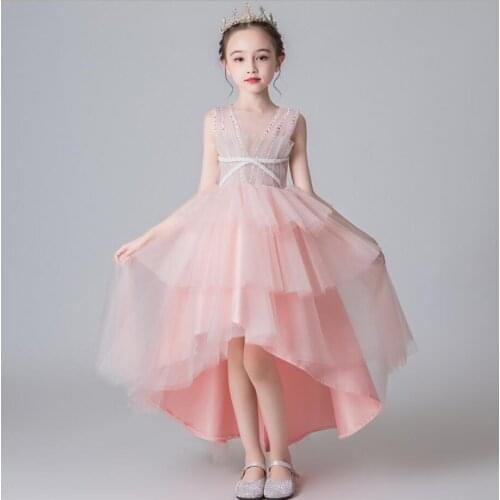 Beads Lace Flower Girl Dresses Wedding Elegant Princess Party Pageant Formal Gown First Communion Birthday Costumes