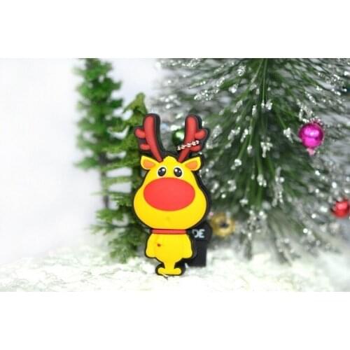 Lovely Christmas Gifts USB Flash Drive Mini USB Flash Disk Christmas Red-nosed Reind Styles Pendrive 32GB 64GB USB 2.0 Bulk Gift