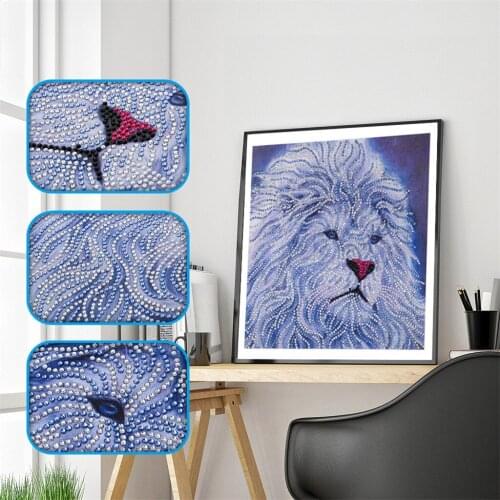 5D DIY Special Shaped Diamond Painting Lion Cross Stitch Embroidery Kits Mosaic Diamond Painting Home Wall Decoration 30x30cm