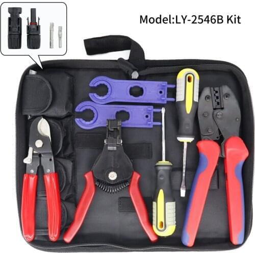 LY-2546B Multi-tool Kit Photovoltaic Crimping Pliers 2.5/4/6mm² Connectors Group Solar Stripper Plier Multi-Contact 4 Tool Set