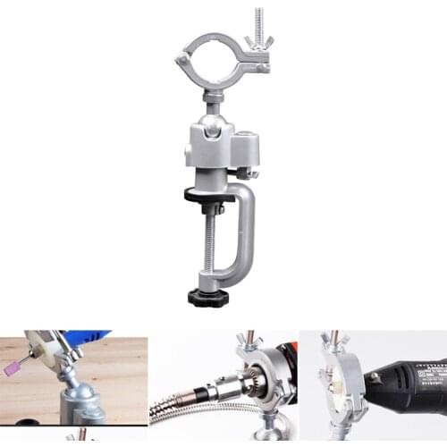 360 Degree Rotating Clamp-on Table Bench Vise Aluminium Alloy Mini Electric Drill Stand Holder Grinder Bracket
