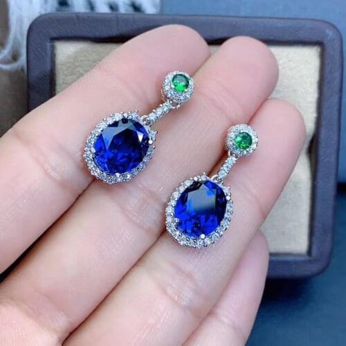 Natural And Real Sapphire Earring 925 sterling silver Fine jewelry For men women