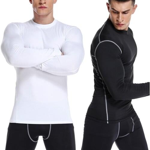 New Men Compression Running T Shirt Fitness Tight Long Sleeve Sport Training Jogging Shirts Gym Sportswear Quick Dry Rashguard